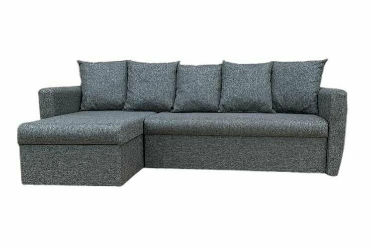 Угловой диван-кровать Мартин, 216х140х80, раскладной, левый, механизм еврокнижка, темно серый, рогожка