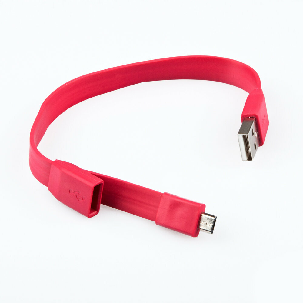 фото USB кабель LP Micro USB плоский браслет белый, европакет