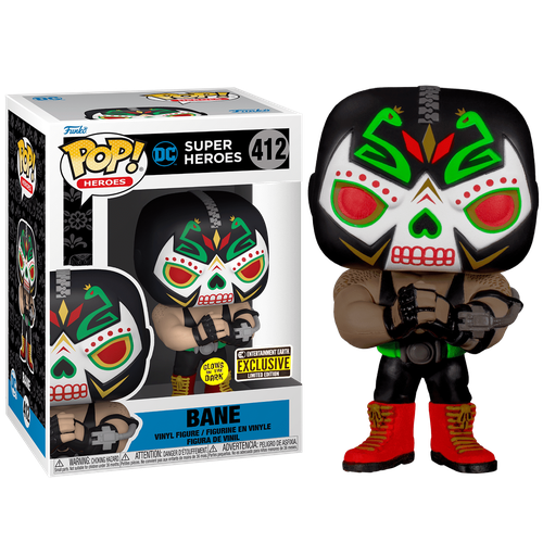 Фигурка Funko POP Bane Dia de los Muertos GitD со стикером (Эксклюзив Entertainment Earth) из комиксов DC Comics 412 фигурка funko pop heroes dc dia de los bane 58188 10 см