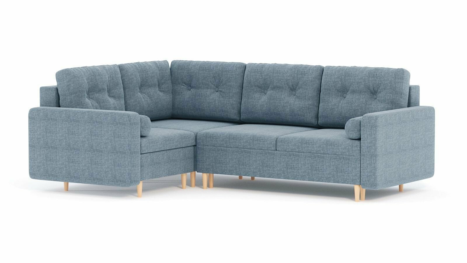 фото Угловой модульный диван Белфаст пантограф, рогожка Дрим Блю