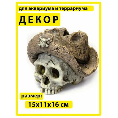 Декорация для аквариума BARBUS Decor 138 Пиратский Череп 15*13,5*13см декорация для аквариума barbus амфора 15 х 11 16 см