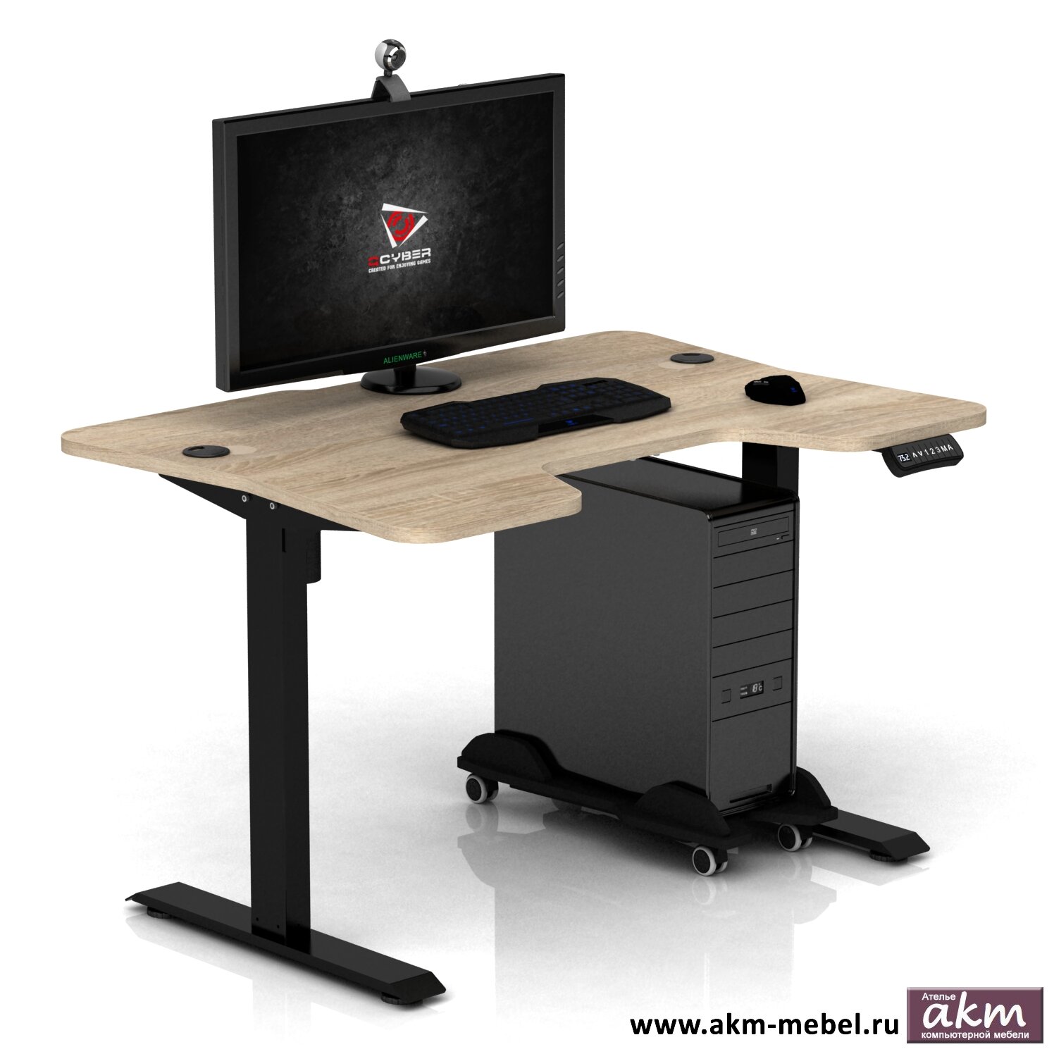 Геймерские игровые столы и кресла Регулируемый по высоте компьютерный стол с электроприводом DX ELECTRIC COMFORT Сонома