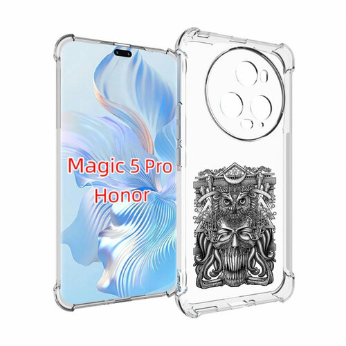 Чехол MyPads зубастая сова для Honor Magic 5 Pro задняя-панель-накладка-бампер