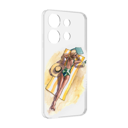 Чехол MyPads девушка на пляже женский для Tecno Spark Go 2023 (BF7) / Tecno Smart 7 задняя-панель-накладка-бампер