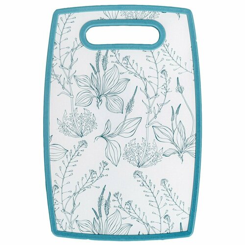 Доска разделочная, 20х30 см, пластик, дизайн травинки, голубой