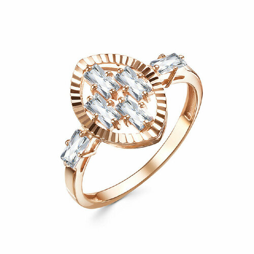 фото Кольцо rusgoldart, красное золото, 585 проба, фианит, размер 18, золотой, красный