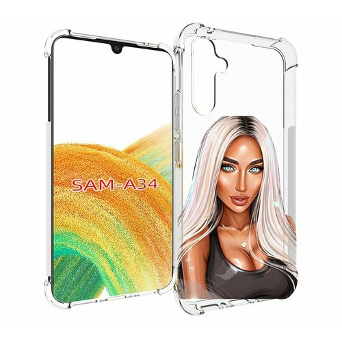 Чехол MyPads Блондинка женский для Samsung Galaxy A34 задняя-панель-накладка-бампер