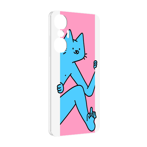 Чехол MyPads голубой кот в дверце для Infinix Hot 20S задняя-панель-накладка-бампер