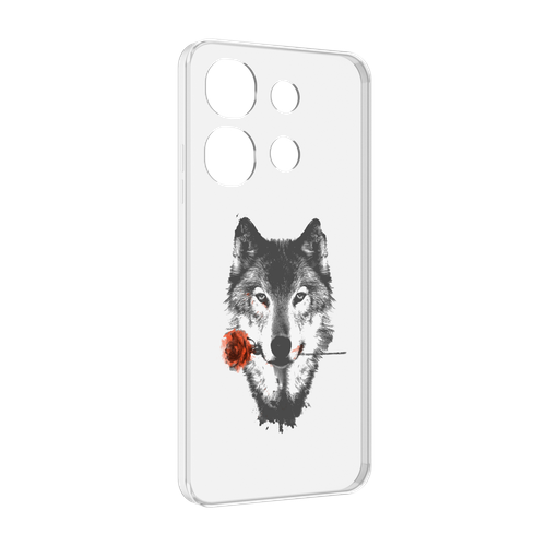 Чехол MyPads волк с розой для Tecno Spark Go 2023 (BF7) / Tecno Smart 7 задняя-панель-накладка-бампер