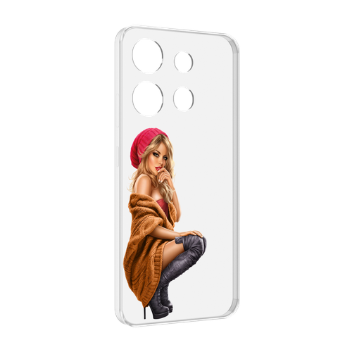 Чехол MyPads девушка-в-коричневом-свитере для Infinix Smart 7 задняя-панель-накладка-бампер