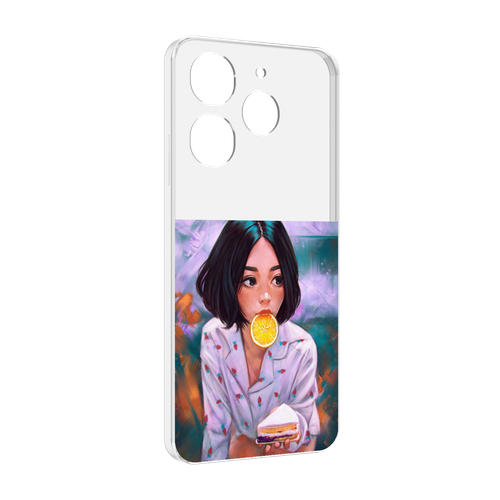 Чехол MyPads девушка-с-чизкейком женский для Tecno Spark 10 Pro задняя-панель-накладка-бампер