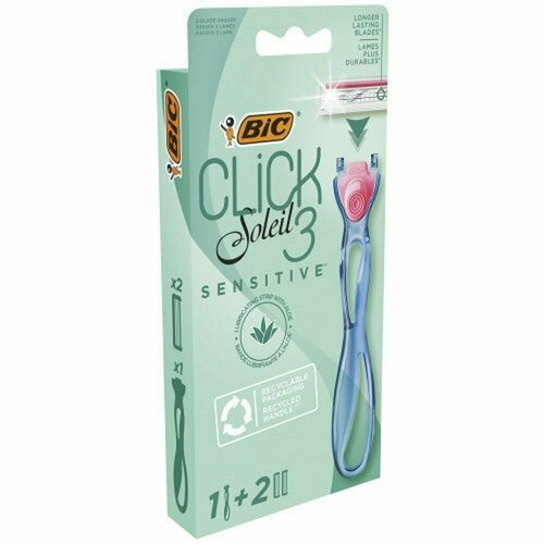 bic станок бритвенный click soleil sensitive с 3 лезвиями 2 кассеты в уп Станок бритвенный Bic Click Sensitive с,3 лезвиями