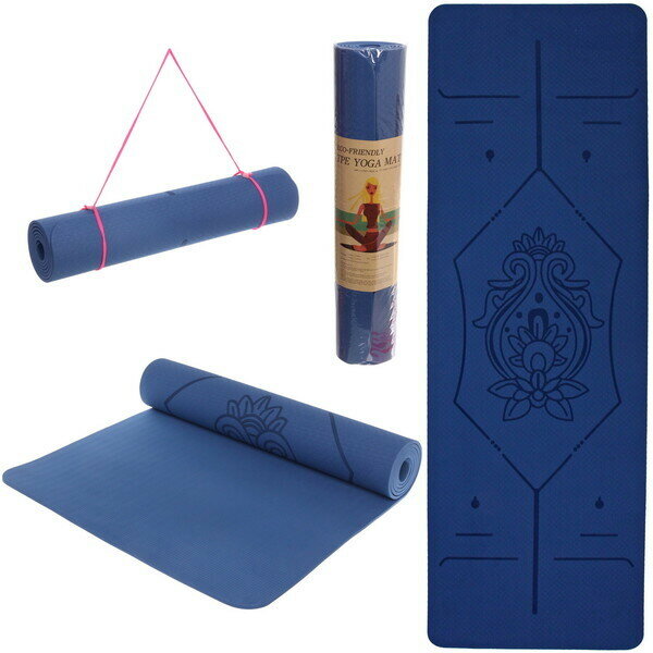 Коврик для йоги «Мандала» 183*61*06 см (ТРЕ), синий