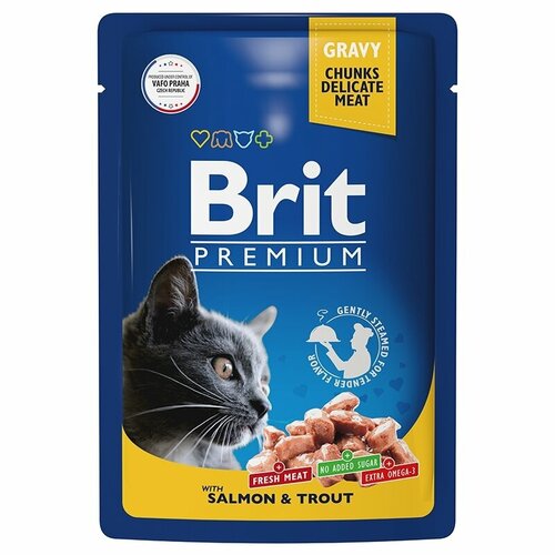 Brit Premium Корм консервированный для взрослых кошек лосось и форель, 85гр, 6 штук