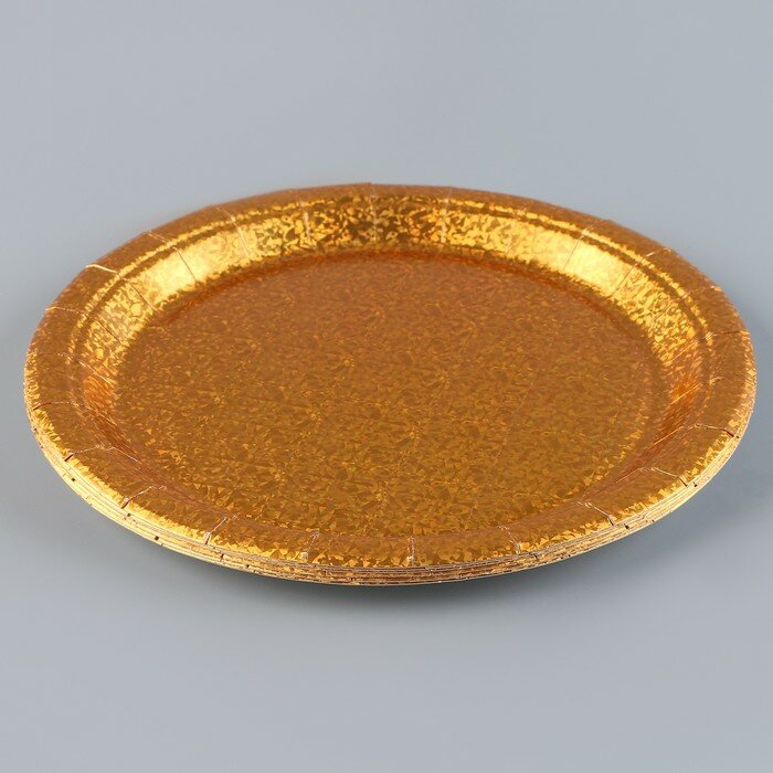 Тарелка бумажная «Голография», в наборе 6 шт., цвет золото - фотография № 2
