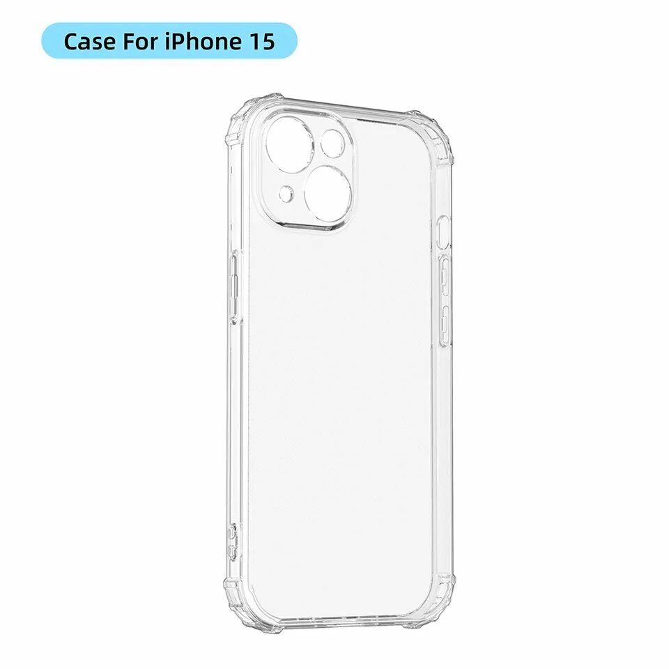 Прозрачный чехол для iPhone 15 с защитой камеры