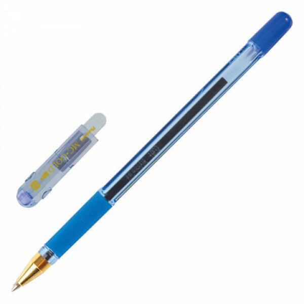Ручка "MC Gold" синяя 0.7/142мм корпус прозрачный рез. грип ш/к MUNHWA BMC07-02 086669
