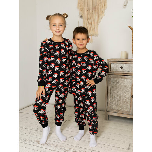 Пижама Miko Yumi, размер 98, черный, красный