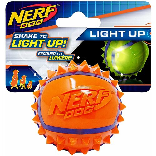 Игрушка для собак Nerf Dog Мяч с шипами светящийся, 6 см nerf nerf мяч с шипами из термопластичной резины 6 см синий оранжевый 9 см