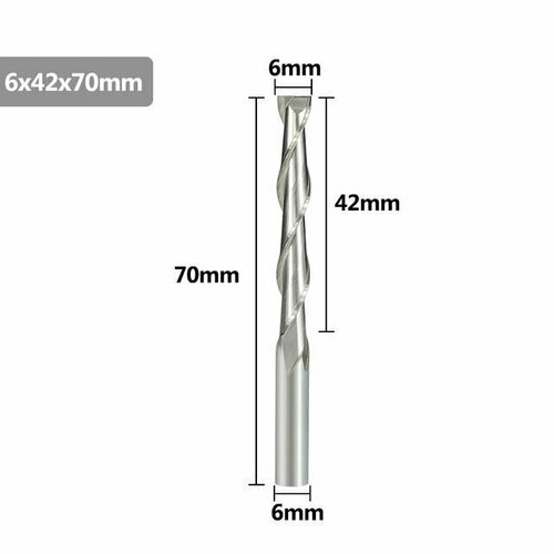 Фреза концевая двухзаходная XCAN, 6х42х70 мм