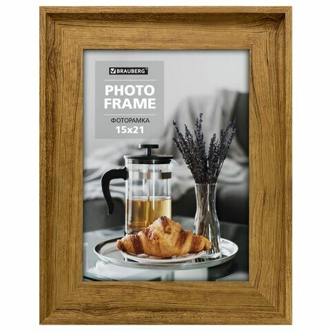 фото BRAUBERG Рамка 15х21 см небьющаяся, багет 40 мм пластик, BRAUBERG "Walnut", цвет орех, 391264