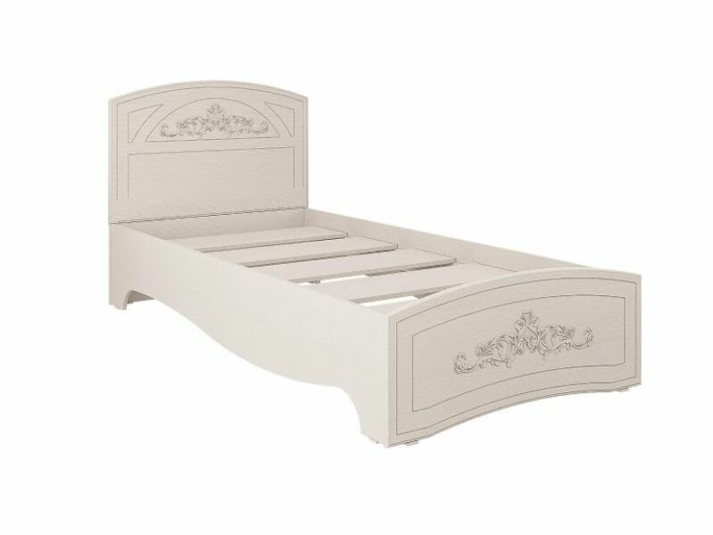 фото Кровать односпальная "Каролина" (патина)(вудлайн кремовый/ПВХ Сандал белый)/осн.