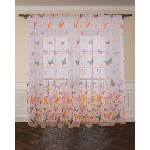 Тюль цветы имитация льна, 500x250