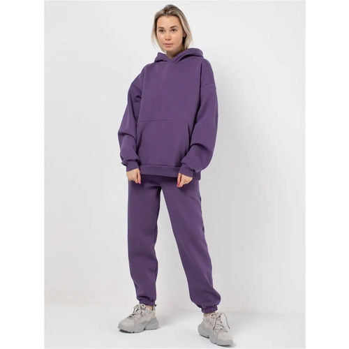 фото Худи ravenclo, оверсайз, средней длины, трикотажное, утепленное, капюшон, карманы, размер xs, фиолетовый