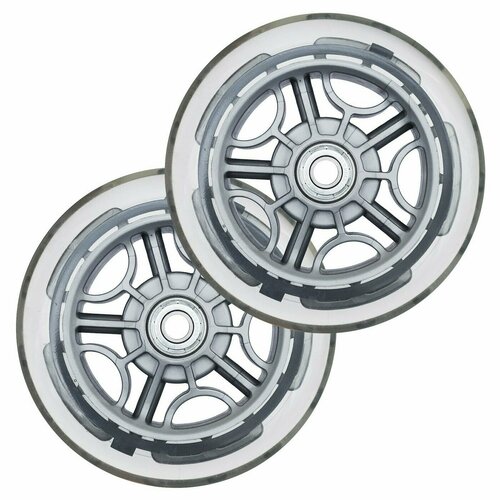 Набор светящихся колёс для самоката Globber 120 мм. Lighting Wheel Set, 2шт. серый, бесцветный, серебристый