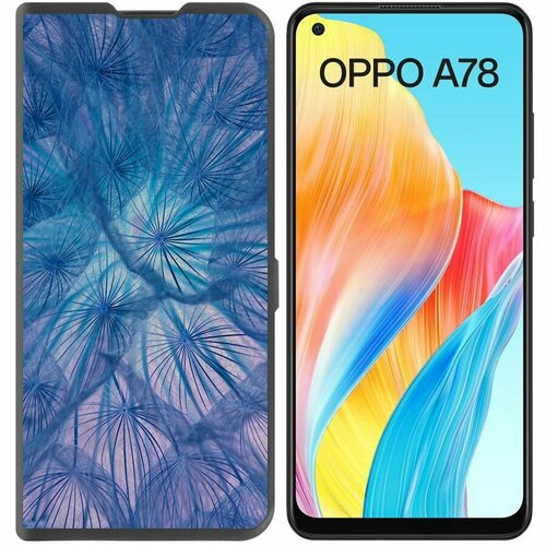 Чехол-книжка Krutoff Eco Book для Oppo A78 4G Синий одуванчик (черный) черный, синий