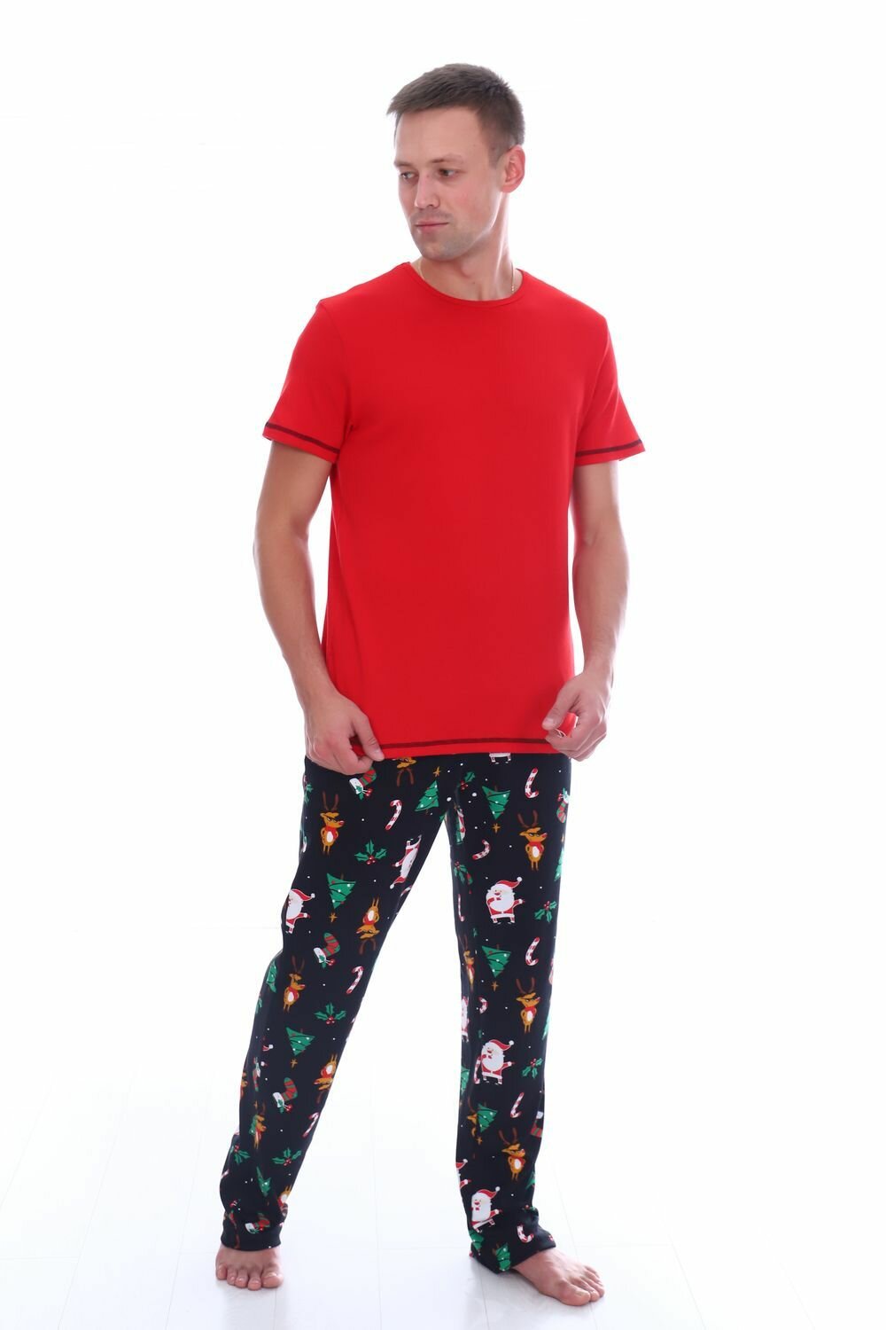 Комплект Odinakovaya, брюки, футболка, карманы, пояс на резинке, размер 50, красный - фотография № 5