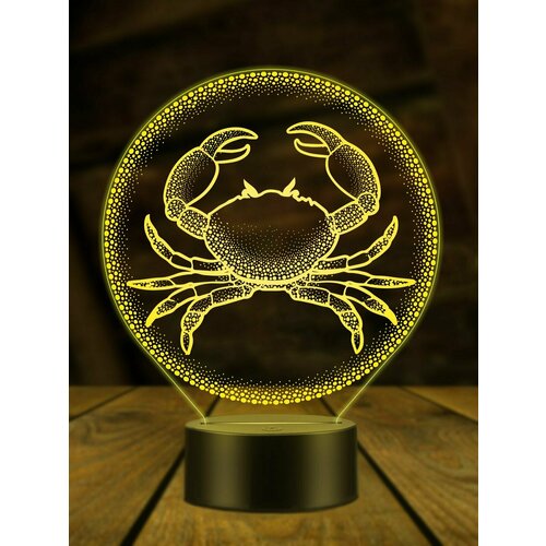 Ночник Краб, ночная лампа, 3Д светильник, рак, море, подарок моряку