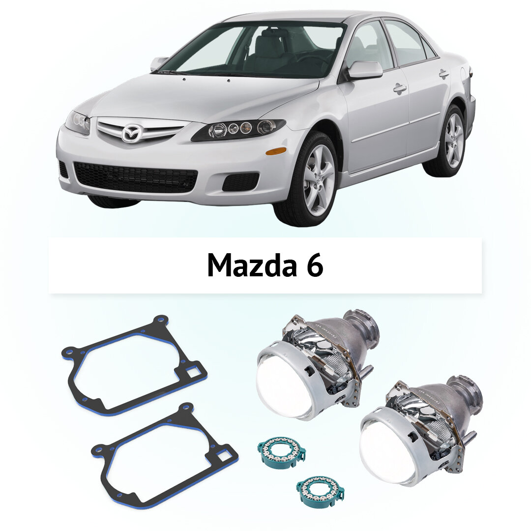 Би-линзы Hella 3R Clear для фар Mazda 6 GG 2002-2008 комплект биксеноновых линз 2 шт для автомобилей Мазда