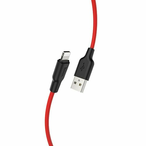 USB кабель HOCO X21 Plus Silicone Lightning 8-pin 2.4А силикон 1м (красный, черный)