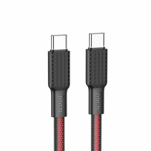 USB-C кабель HOCO X69 Jaeger Type-C 3А PD60W нейлон 1м (черный, красный) дата кабель hoco x69 usb lightning 1 м черный с красным
