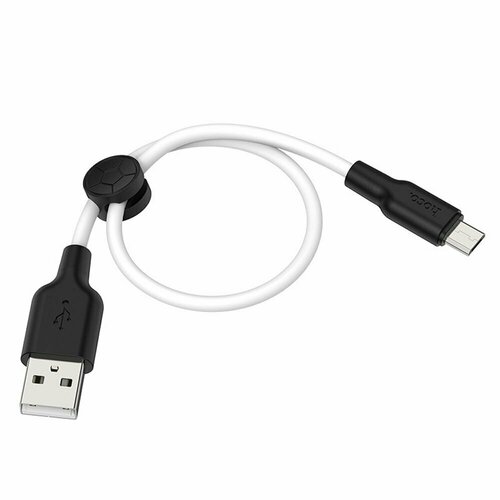 USB кабель HOCO X21 Plus Silicone MicroUSB 2.4А силикон 0.25м (белый, черный) кабель hoco x21 plus usb micro usb 2 4а 0 25 м силикон клипса чёрно красный