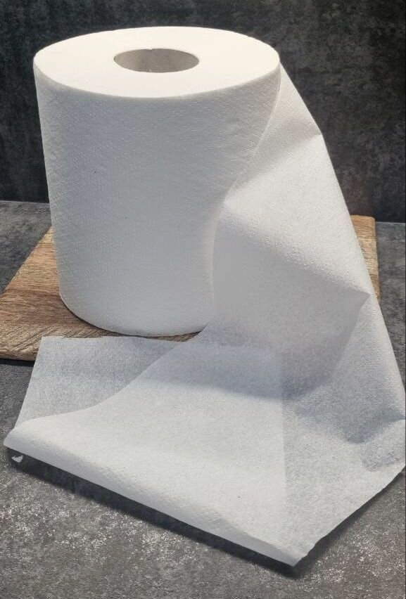 фото Полотенца бумажные 150 метров ZELPAPER в рулоне однослойные, 100% целлюлоза влагостойкая