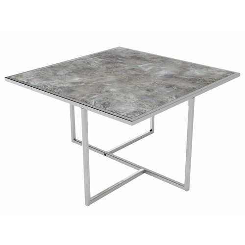 Журнальный столик квадратный PASSO CARBONIUM I, серый, серебристые ножки