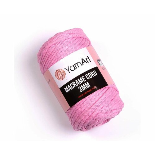 Пряжа YarnArt Macrame Rope 3mm розовый (762), 60%хлопок/ 40%вискоза/полиэстер, 63м, 250г, 1шт