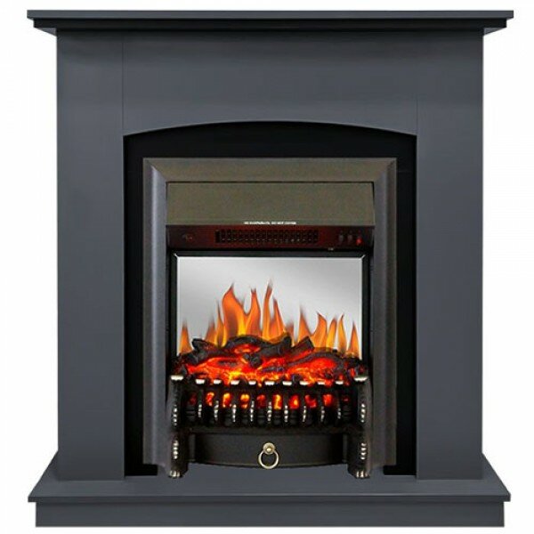 фото Электрокамин Royal Flame Barcelona с очагом Fobos FX M Black серый графит