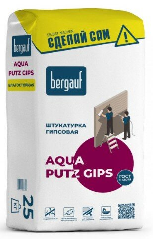 Штукатурка bergauf aqua putz gips ЦБ-00013024 25кг