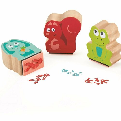 Игровой набор HAPE Штампы со следами зверей Зверики 3 штампа в наборе следы зайца белки и лягушки E1060-HP 812₽