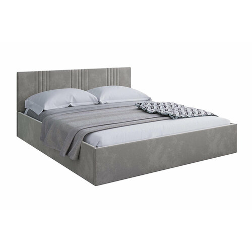 Кровать Россия Амелия велюр светло-серый 188x203x81 см