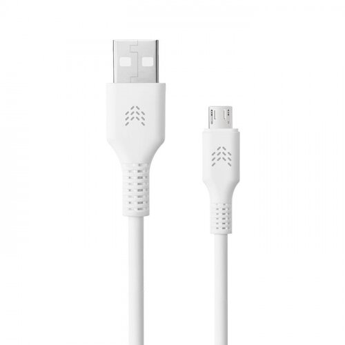 Кабель Rocket RDC509WH01FL-AM, USB-A - microUSB, 2.4 A, 1 м, белый