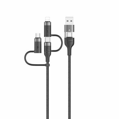 Кабель USB, Type-C - Type-C, 8 pin, микро USB Usams US-SJ547 U62, 1.2м, 2.4A, 60Вт, цвет: белый