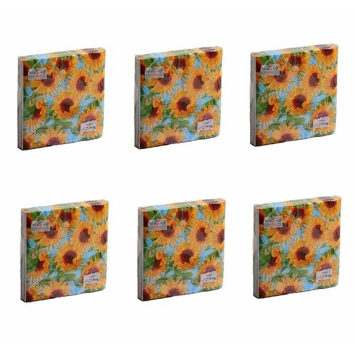 Fresco Салфетки сервировочные "Подсолнух", 33 х 33 см, 20 шт, 6 упаковок