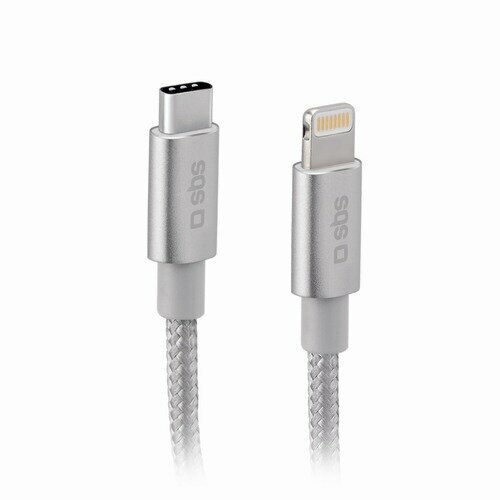 Sbs-mobile SBS Mobile Кабель Lightning на Type-C, плетеный, длина 1,2 м, серебристый