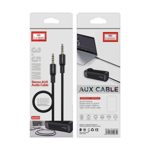 Кабель AUX, Jack 3,5mm(f) - Jack 3,5mm(f) Earldom ET-AUX31, 1.0м, цвет: серебряный