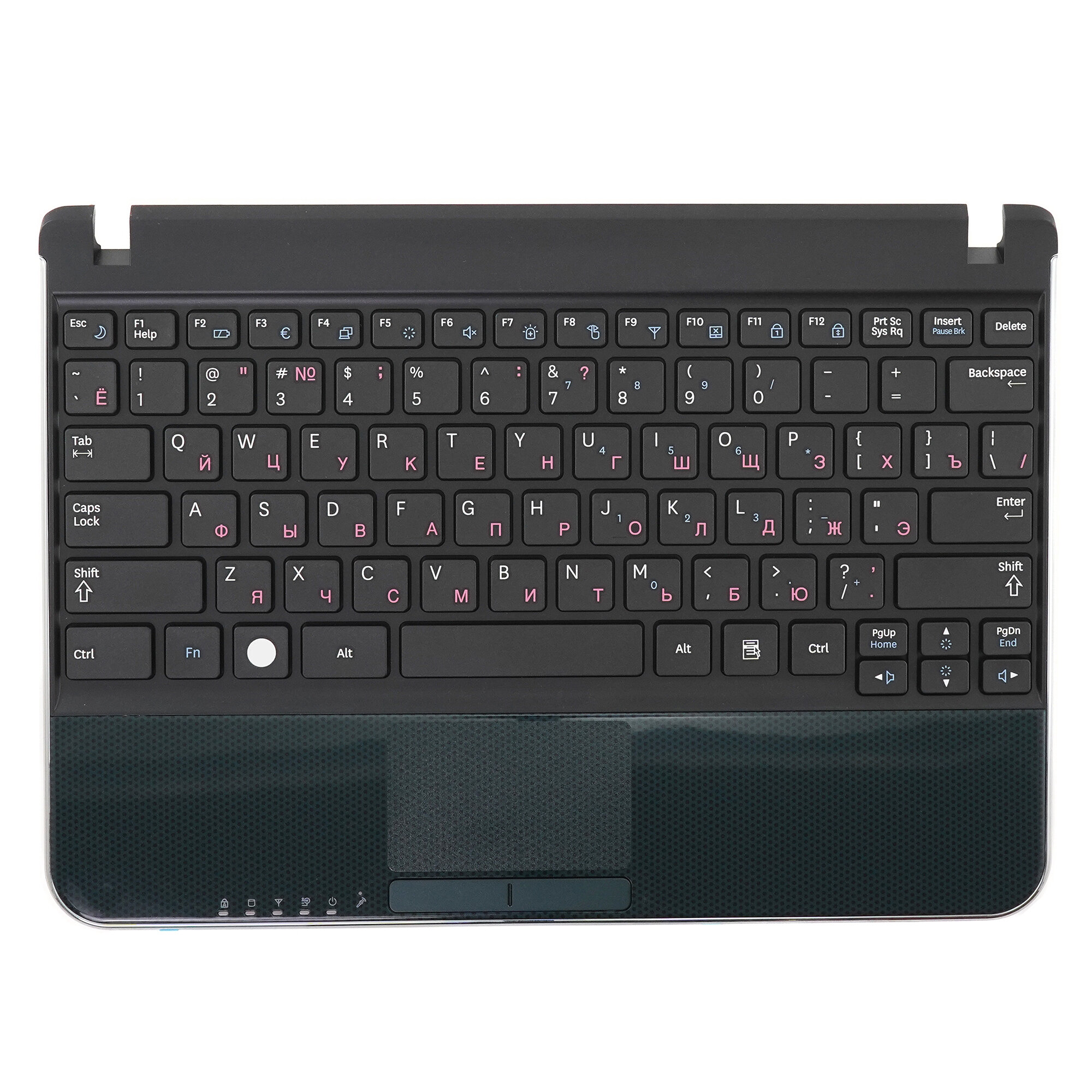 Клавиатура (топ-панель) для ноутбука Samsung N210 N220 черная с черным топкейсом (тип 1)