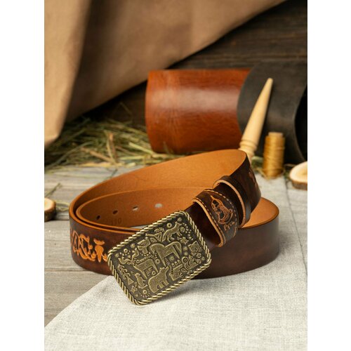 фото Ремень великоросс, размер 130, коричневый